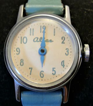 Vintage Disney ALICE (In Wonderland) US Time Mechanical Winding Watch,  Runs & VGC 2