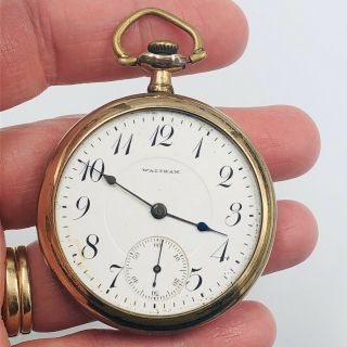 Antique 1915 Waltham Pocket Watch 17 Jewel Size 16s Gold Filled Open Face 2