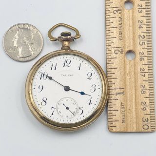 Antique 1915 Waltham Pocket Watch 17 Jewel Size 16s Gold Filled Open Face 4