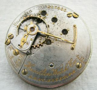 Antique 18s Hamilton Grade 927 17j Hunter Pocket Watch Movement Parts