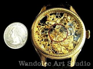 ROLEX Vintage Men ' s Wrist Watch Gold Skeleton Mechanical Mens Wristwatch Swiss 11