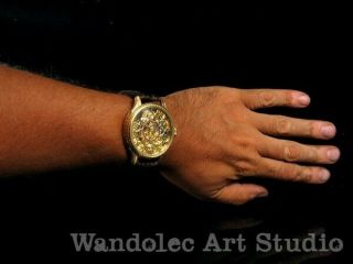 ROLEX Vintage Men ' s Wrist Watch Gold Skeleton Mechanical Mens Wristwatch Swiss 12