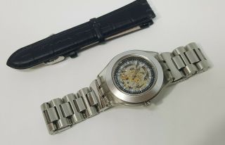 Swatch Irony Diaphane Automatic Luxury Men Leather Band Analog Wrist Watch