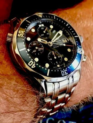 Omega Seamaster Professional 300m Chronometer Chronograph Bond Blue Stunner