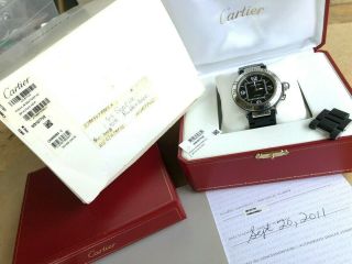 CARTIER Pasha Seatimer 2790 Automatic Black 40mm Box Books Papers Links 2