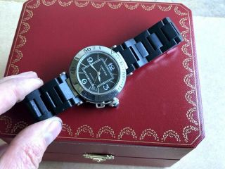 CARTIER Pasha Seatimer 2790 Automatic Black 40mm Box Books Papers Links 3