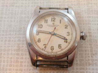 Vintage 1940s Rolex Bubbleback Mens Steel Oyster Perpetual Watch Dial