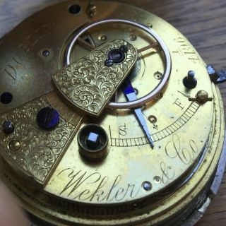 Rare Antique Sterling Silver WEKLER & CO Fusee Pocket Watch - REPAIRS 4