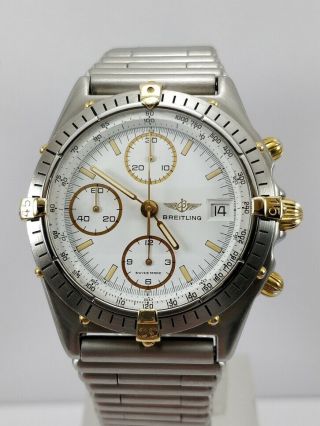 Breitling Chronomat 81950 Automatic Chronograph Mens Watch 18k Gold & Steel Rare