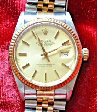 Rolex Datejust 1601 Wrist Watch For Men 14k Gold & S/s