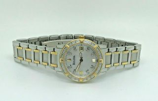 Bulova 98r107 Ladies Diamond Accented Two - Tone Mother Of Pearl Watch (161e)