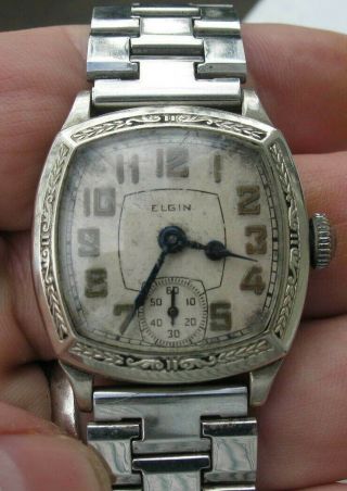 Elgin 1940s Wwii Era Mens Vintage Wrist Watch 17 Jewels 14k Gold Filled