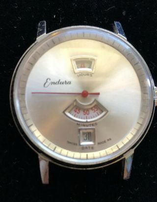 Vintage Endura Jump Hour Wrist Watch/ Runs