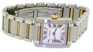 Cartier Tank Francaise 2384 Elegant High Fashion Ss/18k Gold Quartz Ladies Watch
