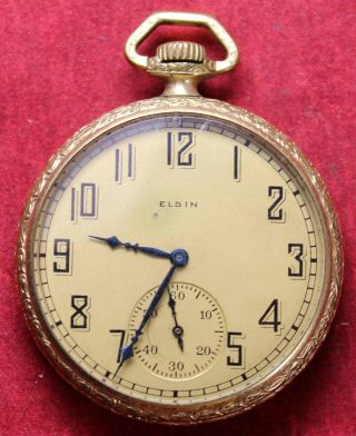1924 Elgin Grade 315 12s 15j Pocket Watch W/ Of Gold Filled Case - Parts/repair
