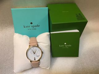Nwt Kate Spade Cheers Beige Women’s Metro Vachetta Leather Watch Ksw1015 Nib