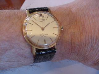 1961 LONGINES 18k SOLID GOLD 3408 FLAGSHIP DATE AT 12 CALIBER 341 9