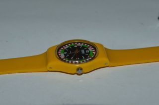 1984 Vintage Swatch Watch LJ100 YELLOW RACER Swiss Lady Quartz Plastic 5