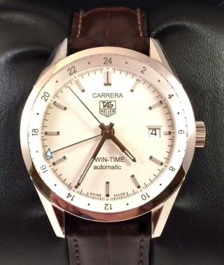 Tag Heuer Carrera Calibre 7 Twin Time Mens Automatic Watch Exc.  Cond.  Wv2116.