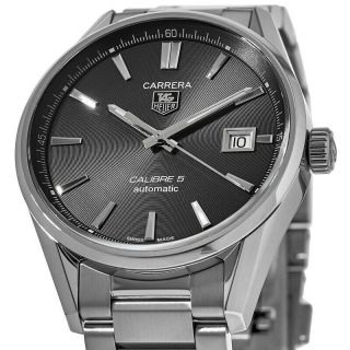 Tag Heuer Carrera Calibre 5 39mm Automatic Grey Men ' s Watch WAR211C.  BA0782 2