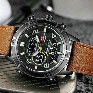 KAT - WACH Luxury Brand Men ' s Watch Leather Fashion Sport Watch Man Quartz LED 2