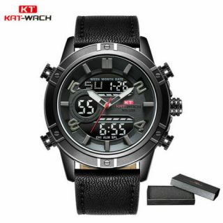 KAT - WACH Luxury Brand Men ' s Watch Leather Fashion Sport Watch Man Quartz LED 7