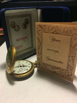 Arnex Boat 17 Jewel Incabloc Swiss Made Pocket Watch With Papers