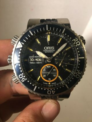 Oris Chronograph Automatic Watch Black Band Limited Edition Diver 1000 M/328ft