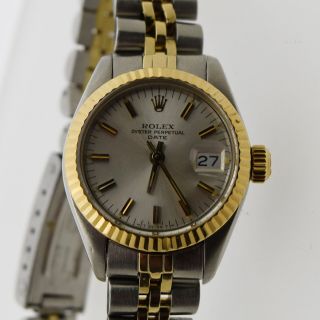 1979 Ladies Rolex 6917 Gold Stainless 2 Toned Oyster Date Silver Dial