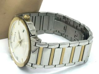 Bulova Men ' s Diamond Dial Date Two Tone Stainless Steel Watch Quartz 98D151 8