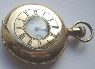 Antique 14 K Gold Half Hunter Pocket Watch 4 Repair Lever Bros York C 1900