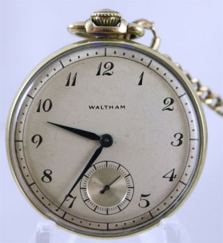 1944 Waltham Colonial 21 J 5 Adj.  Size 12 14k Gold Filled Pocket Watch