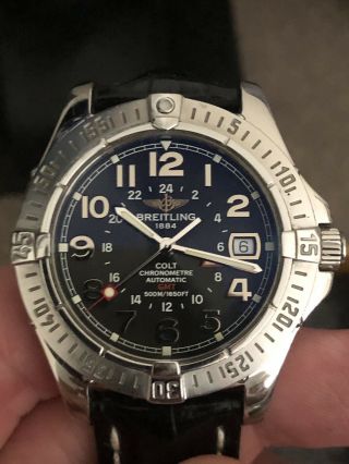 Breitling Colt Gmt With Black Chroc Strap In.  Year 2007