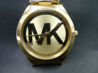 Old Stock Michael Kors Slim Runway Mk3739 Gold Plated Quartz Women Watch
