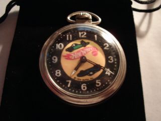 Vintage 16S Pocket Watch Hot Wheels Theme Dial & Case Runs Well. 2