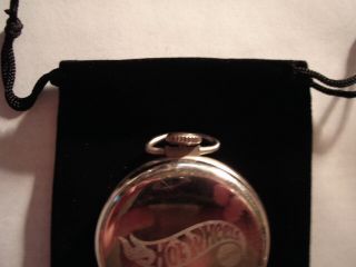 Vintage 16S Pocket Watch Hot Wheels Theme Dial & Case Runs Well. 6