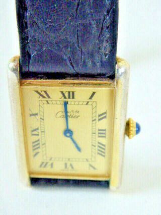 Vintage Cartier Argent 925 Sterling Silver Ladies Watch Gold Plated