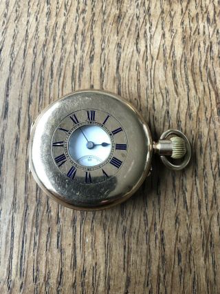 Vintage Gold Plated Half Hunter Pocket Watch,  Nottingham Maker