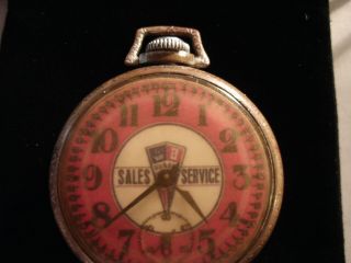 Vintage 16S Pocket Watch Hudson Auto Theme Dial Runs Well. 3
