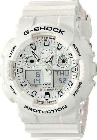 Casio Ga100mw - 7a G - Shock Analog Digital Dial White Resin Men 