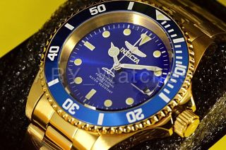 24763 Invicta Pro Diver 40mm Royal Blue Dial Automatic Gold Tone Ss Bracelet Wat