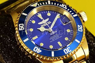 24763 Invicta Pro Diver 40MM Royal Blue Dial AUTOMATIC Gold Tone SS Bracelet Wat 2