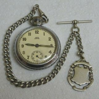 Vintage Smiths Empire Pocket Watch & Albert Chain With Fob