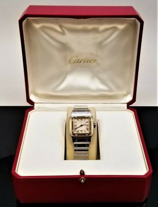 Cartier - 18k - Santos De - Galbee - Quartz - Oretacier - 187901 - Stainless Steel Watch
