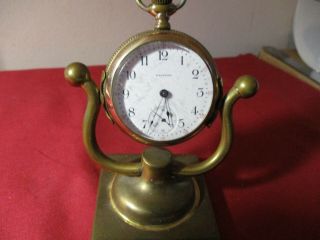 Antique Waltham Open Face Pocket Watch With Stand