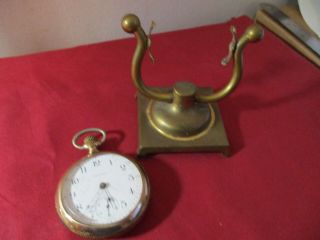 Antique Waltham Open Face Pocket Watch with Stand 3