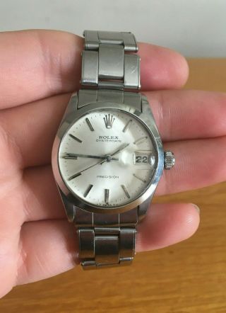 Rolex Oysterdate Precision 6466 Vintage 1967 Mid Size Wristwatch & 7205 Bracelet