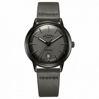 Rotary Avenger Mens Black Leather Strap Watch Gs05345/20
