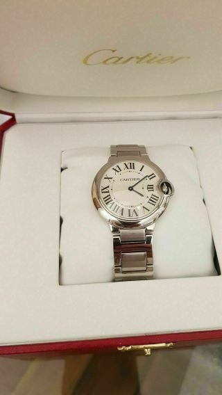 Cartier Ballon Bleu Stainless Steel Swiss Quartz White Dial Medium 36mm Watch
