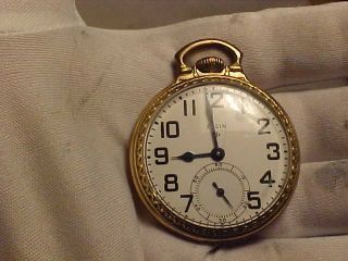 16s,  17j,  Open Face,  Elgin Pocket Watch,  Model 574 In 10k Rolled Gold Plate Case